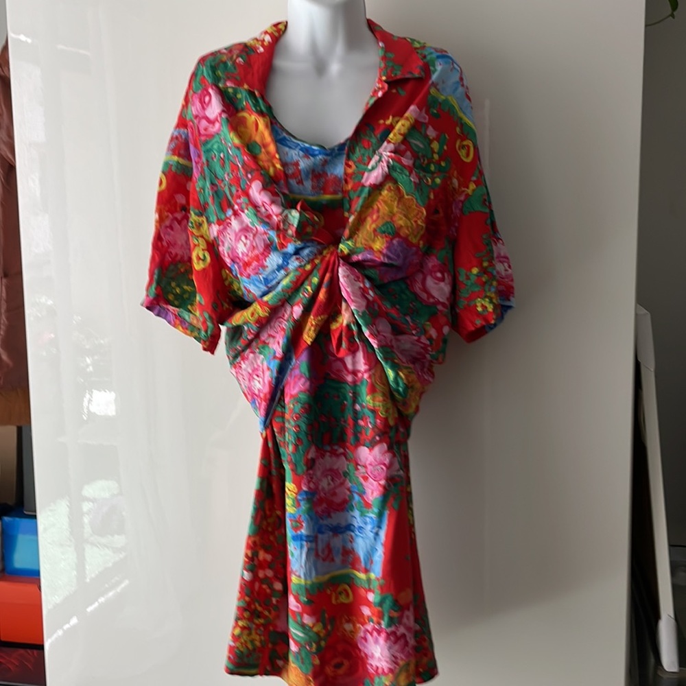 Jams world matching coord set! Dress and shirt, red floral Hawaiian vintage